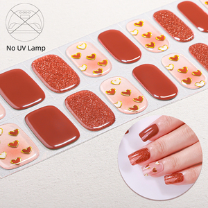 Calidad impermeable no necesita lámpara UV brillo seco libre 22 tiras Gel Nail Art Wraps diseño de ojo de gato pegatinas de uñas de Gel - Product Image 5