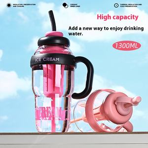 Usine En Gros 1300ml Café Bouteille En Plastique Mignon Grande Capacité Grand Ventre Tasse Avec Paille Et <span class=keywords><strong>Filtre</strong></span> À Thé Sans Bpa - Product Image 2