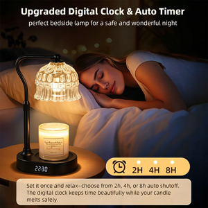 Lampe chauffe-bougie à intensité variable avec fonction de minuterie, base réglable en hauteur, diffuseur de cire sans flamme moderne pour intérieur - Product Image 6