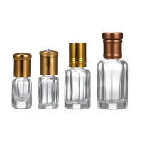 Elegante Botella de Perfume Árabe de 3ml 6ml 10ml 12ml, Botellas de Vidrio Cuadradas, Octogonales y Redondas Transparentes para Attar, con Rodillo Metálico