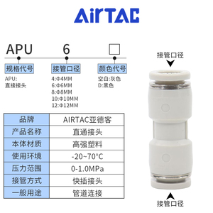 Yadke connettore a spina rapida fatto da sé APU PU-8 a testa dritta 6 4 PU-10 accessori pneumatici in scatola - Product Image 2