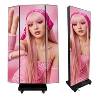 Écran LED pliable à trois volets pour exposition intérieure P2.5, affichage couleur double face sur pied mobile