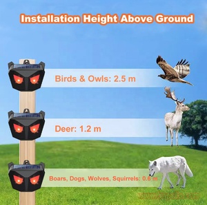 La luz roja del jardín parpadea brillantemente estilo búho Animal disuasorio expulsar ratón repelente de pájaros dispositivo Solar repelente de animales - Product Image 5