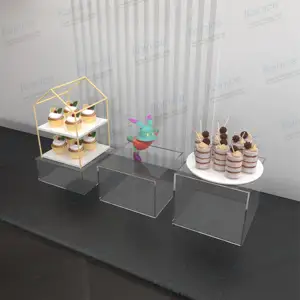 Kainice Kuchen Sockel Stand zylinder für Party Dessert Food Display Tisch Vitrine Acryl Display Box Spielzeug Aufbewahrung sbox