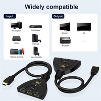 Commutateur HDMI 4K 3 ports, sélecteur HDMI 3x1, 3 entrées 1 sortie, câble convertisseur de commutation automatique pour DVD HDTV Xbox PS3 PS4 PS5