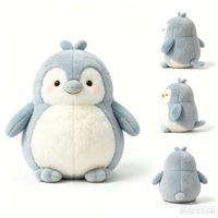 Peluche pingouin rond et moelleux personnalisée AI, conception ODM/OEM, jouet en peluche animal gras et souple, poupée en peluche sur mesure, vente en gros, usine de jouets en peluche