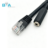 Cable Divisor OEM Gold Flash RJ45 8P8C a Conector Estéreo de 3.5mm y 4 Pines Cat5e 24AWG de 125mm, RoHS, para Audio de Teléfono IP VoIP