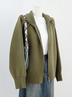 Cardigan en tricot décontracté pour femme, automne-hiver, de haute qualité, couleur unie, col montant, anti-boulochage, 100 % acrylique, vente en gros