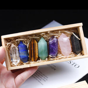 Juego de piedras facetadas pulidas naturales estilo Feng Shui puntos de doble terminación varitas Torre láser cristal curativo decorativo - Product Image 5