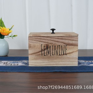 Caja de Almacenamiento de Madera Rectangular, de Madera Maciza, con Compartimentos, Organizador para Baño o Lavandería, Caja de Almacenamiento Decorativa - Product Image 3