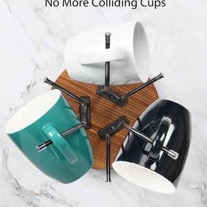 Iron And Wood Mug Rack 4 Layers Rotating <b>Kitchen</b> <b>Storage</b> For Cups - Product Image 3