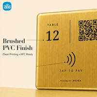 Panneau de table personnalisé en PVC avec code NFC et QR, 13,56 MHz, effet visuel or brossé, pour menu de restaurant et avis Google