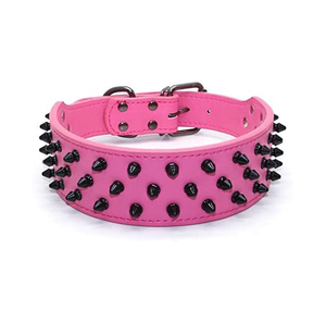 Spiked <span class=keywords><strong>Studded</strong></span> Leather Hunde halsband mit Leine, Rivet PU Leder Hunde halsbänder für Pit Bull - Product Image 5