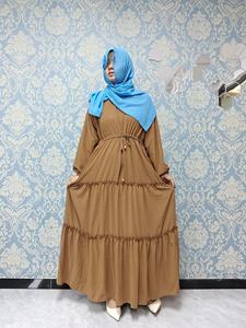 Robe musulmane rétro couleur filet 2023. Robe mode à manches longues décontractée et chaude pour l'hiver. - Product Image 5