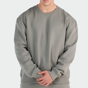 Vendita calda Logo personalizzato autunno <span class=keywords><strong>grigio</strong></span> <span class=keywords><strong>scuro</strong></span> Casual con cappuccio manica lunga calda camicia larga O collo felpe per gli uomini - Product Image 1