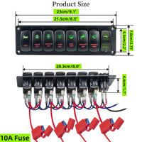 Panneau de commutation à bascule marin 7 gangs avec double prise de chargeur USB 5V/4.2A pour voiture, panneau de commutation à bascule 12V gravé au laser, étanche