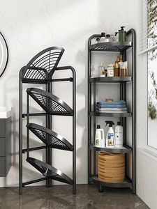 Étagère de rangement à angle droit salle de bain installation gratuite du type de sol organisateur multi-salle de bain étagère d'angle de rangement de salon - Product Image 5