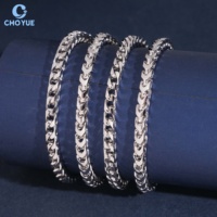 Prix de gros usine Collier unisexe en argent 925 avec moissanite VVS 4mm sertie griffes, chaîne maille cubaine, style Hip Hop Street Fashion
