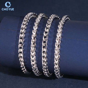 Precio de Fábrica al por Mayor Cadena Cubana de Moissanita con Incrustaciones de Plata de 4mm, Collar de Moda Urbana Hip Hop, Joyería para Fiesta, Regalo - Product Image 1