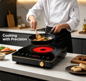 Table de cuisson infrarouge AT-2701 2027, 2200W, haute puissance, 60% d'efficacité énergétique, cuisinière électrique sûre pour usage familial - Product Image 6