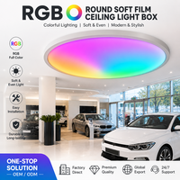 Vente en gros de boîtes à lumière en tissu extensible PVC à changement de couleur RVB, éclairage LED pour plafond, pour salle d'exposition automobile, bar, club