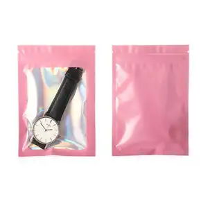 Mylar-bolsa de plástico con cierre de cremallera, bolsas de embalaje con cremallera, Negro, Rosa, Blanco, Naranja, púrpura