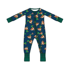 LR2846 Vente en gros de grenouillère à manches longues pour enfants CUSTOM Infant baby navy vert canard print girl bubble - Product Image 1