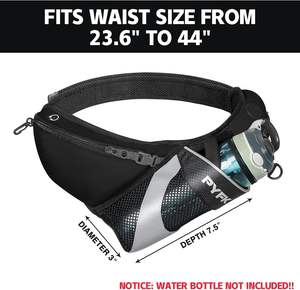 Échantillon gratuit de ceinture de course à pied Pinnacle Hydration, ceinture de course à pied/sac de taille. Comprend une gourde souple, un rangement, une poche zippée. - Product Image 3