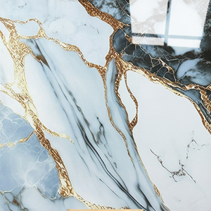 Großhandel 600x600 Hochwertige Glänzende Goldene Maserung Blaue Marmor Polierte Porzellan-Bodenfliesen für Wohn- und Schlafzimmer - Product Image 3