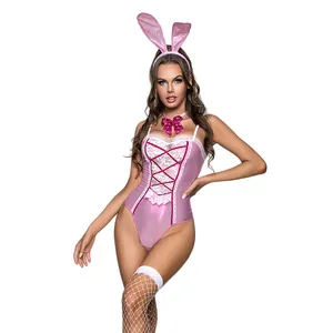 Wholesale exclusive design pink bunny girl suit cosplay sexy lingerie sexy bunny costume lingerie for party rolepaly