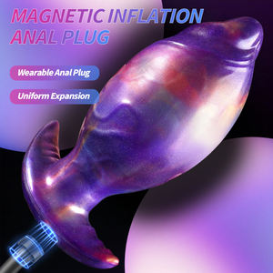 Silikon Sexspielzeug Ball Butt Plug mit internen Roll perlen Tragbare Magnet pumpe Aufblasbarer Anal <span class=keywords><strong>dildo</strong></span> mit Stahlkugel - Product Image 3