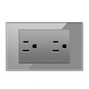 Enchufe de pared con lámpara y carga rápida USB tipo 118 americano/australiano, interruptor eléctrico de pared con cable gris, USB tipo C - Product Image 1