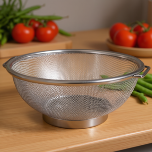 MetalTex Stand Screen Mesh <b>Strainer</b> Stainless Steel Kitchen <b>Colander</b> 30cm Large Capacity Food Drainer - Product Image 3