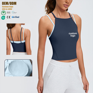 Venta al por mayor <span class=keywords><strong>de</strong></span> ropa <span class=keywords><strong>de</strong></span> yoga personalizada: Top halter <span class=keywords><strong>de</strong></span> yoga para mujer con sujetador incorporado, sensación <span class=keywords><strong>de</strong></span> segunda piel, <span class=keywords><strong>de</strong></span> secado rápido, chaleco para gimnasio y entrenamiento. - Product Image 1