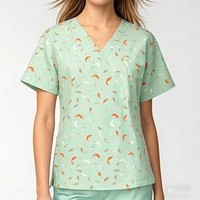 Blusa Médica con Cuello en V para Mujer, Estampado Lindo de Luna y Estrellas, Uniforme de Enfermería, Ropa de Trabajo para Hospital