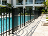 Clôture de sécurité moderne de 6 pieds à 3 rails avec modélisation 3D, assemblage facile, revêtement en poudre, pour la sécurité domestique, la cour et la piscine