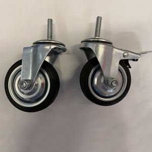 Tragfähigkeit 100kg Industrial <span class=keywords><strong>Caster</strong></span> Verzinkt Schwarz <span class=keywords><strong>5</strong></span>-Zoll-Rollen Geräuscharmes Gummi-Lenkrad für die Müll fabrik - Product Image 1