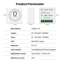 Grossiste Tuya 16A Mini interrupteur intelligent 2 voies de contrôle sans fil Zigbee Light Breaker DIY Module de relais pour Alexa Google
