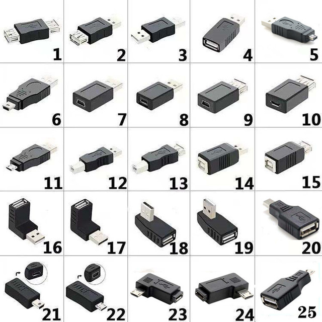 USB Male to USB Female USB2.0 to Micro Mini B Printer Micro B Male Adapter Charger Converter Type Adapter for Mobile Phone