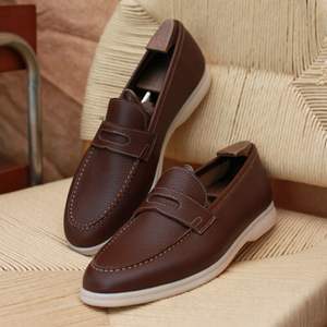 Scarpe Casual da Uomo in Pelle Vintage Effetto Oliato, Versatili e Comode, Slip-On Leggere e Traspiranti con Suola in EVA, Modello Penny Low-Cut - Product Image 1