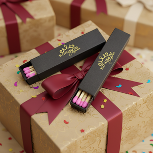 Scatola Personalizzata di Fiammiferi Lunghi Neri con Stampa in Lamina d'Oro Riciclabile e Design Moderno - Product Image 4