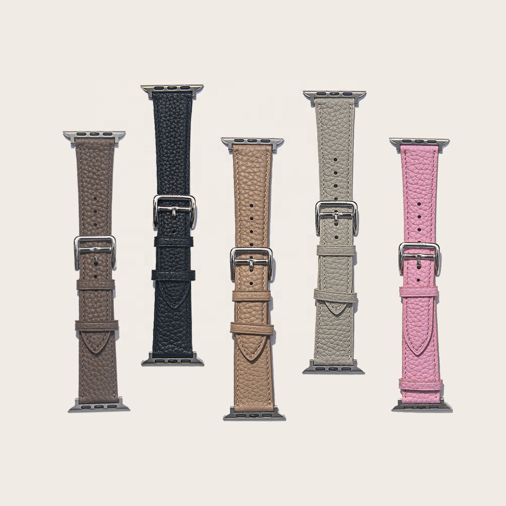 Hot Selling Custom Woman Watch Bands Genuine Pebble Leather Strap for Apple Watch Accessories Blanket Watchband