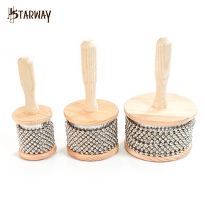 Cabasa <span class=keywords><strong>de</strong></span> Madera con Cadena <span class=keywords><strong>de</strong></span> Cuentas Metálicas y Cilindro, Instrumento <span class=keywords><strong>de</strong></span> Percusión para Bandas Escolares, Tamaño Mediano - Product Image 1