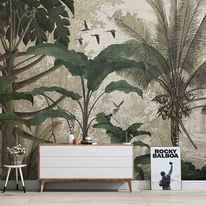 Impression personnalisée de paysages naturels, feuilles vertes, fleurs, décorations murales florales tropicales, peinture de montagne - Product Image 1