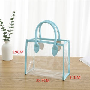 FS 다이너텍 맞춤형 로고 토트백 투명 <span class=keywords><strong>PVC</strong></span> 선물 가방 화장품 포장용 손잡이 포함 - Product Image 3