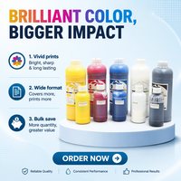 Tinta Printer DTF CMYKW Tinta Pigmen Berbasis Air untuk Pencetakan Bubuk Hot Melt pada Film PET