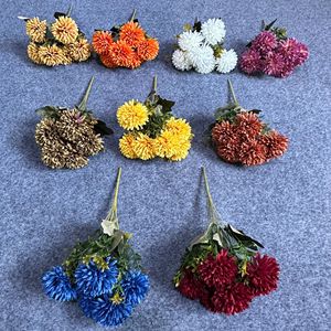 Bouquet de chrysanthèmes artificiels en soie pour l'automne, décoration de mariage, décoration de salon, 6 tiges colorées - Product Image 2