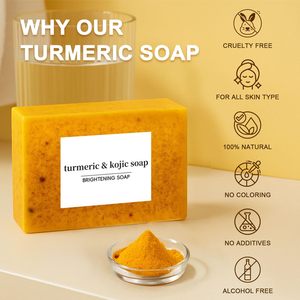 <span class=keywords><strong>Sapone</strong></span> <span class=keywords><strong>Solido</strong></span> Artigianale Sbiancante alla Curcuma e Acido Cogico 100g per Tutti i Tipi di Pelle per Donne Commercio Transfrontaliero - Product Image 2