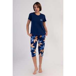 Traje de dormir capri ovalado de manga corta con cuello redondo para mujer - Product Image 4