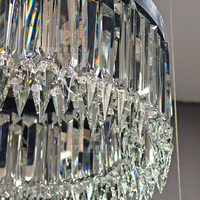 Lustre en cristal pour décoration d'escalier de villa, luminaire suspendu réglable pour plafond